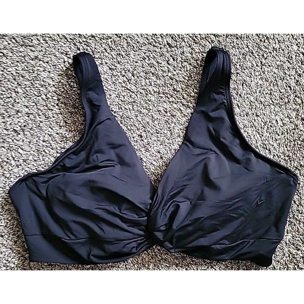 Lands’ End Large 22W DD Black Bikini Swim Top Solid Padded Underwire S621